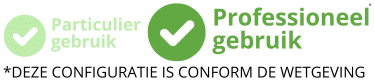 Geschikt voor professioneel gebruik; deze configuratie is conform de wetgeving