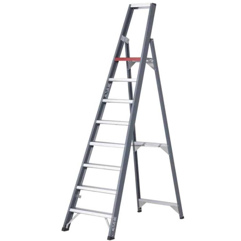 Altrex Falco 8 treden enkele trapladder in aluminium met brede treden en stabiel frame voor professioneel gebruik