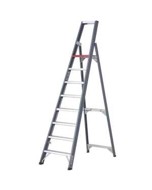 Altrex Falco 8 treden enkele trapladder in aluminium met brede treden en stabiel frame voor professioneel gebruik