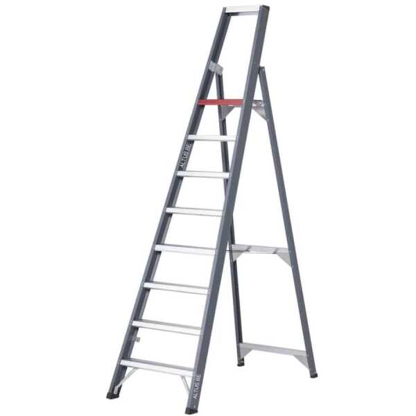 Altrex Falco 8 treden enkele trapladder in aluminium met brede treden en stabiel frame voor professioneel gebruik