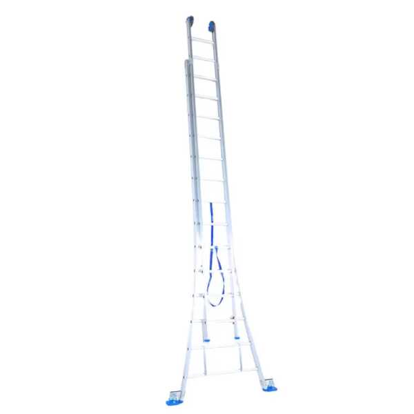Solide 2-delige reformladder 2x14 sporten gebogen voet - 6.50m