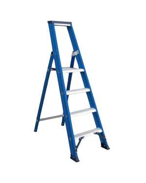 DAS enkele trapladder Hercules Blue 4 treden - 1.00m stahoogte