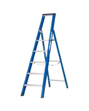 DAS enkele trapladder Hercules Blue 5 treden - 1.25m stahoogte