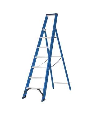 DAS enkele trapladder Hercules Blue 6 treden - 1.50m stahoogte