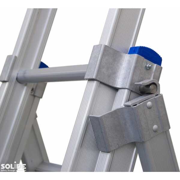 Solide 3-delige reformladder 3x6 treden met een gebogen voet - 3.50m