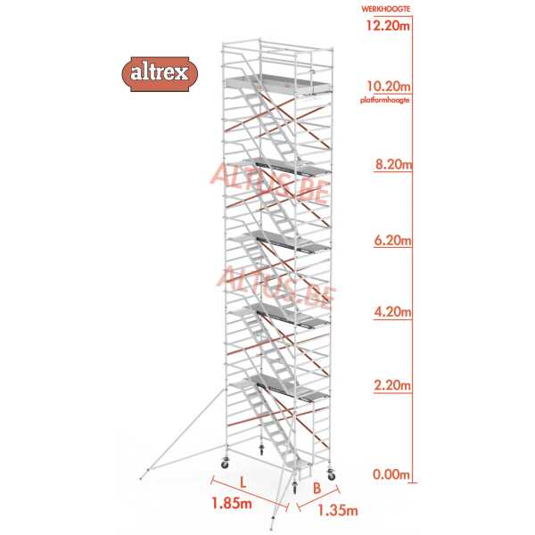 Altrex RS TOWER 53 Traditioneel - 1,35x1,85 - WH 12,20m - Fiber-Deck®