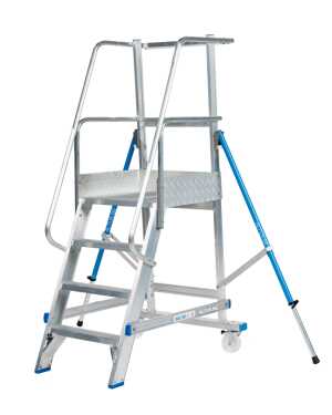 Solide mobiele bordestrap 4 treden - 1.00m stahoogte