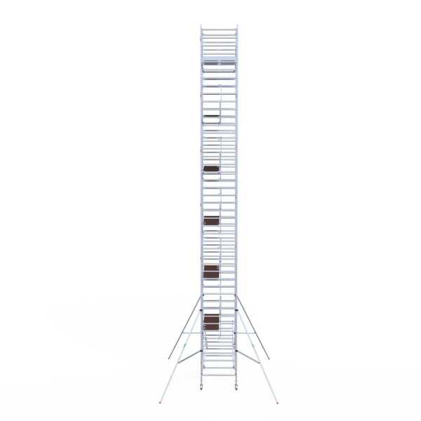 Professionele alu rolsteiger 1.35x2.50x14.20m werkhoogte dubbele voorloopleuning carbon