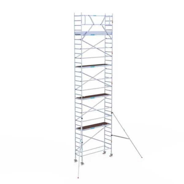 Professionele aluminium rolsteiger 0.75x2.50x10.20m werkhoogte houten platformen