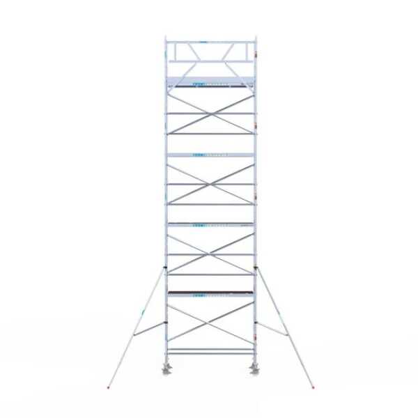 Professionele aluminium rolsteiger 0.75x2.50x10.20m werkhoogte houten platformen