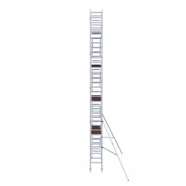 Professionele aluminium rolsteiger 0.75x2.50x10.20m werkhoogte houten platformen