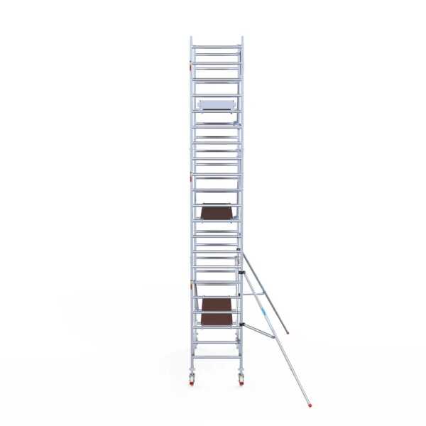 Professionele aluminium gevelvrije rolsteiger 0.90x2.50x7.2m werkhoogte carbon vloer + enkele voorloopleuning