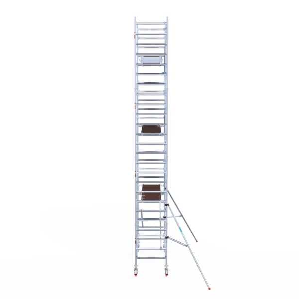 Pro. alu gevelvrije rolsteiger wooddeck 0.90x2.50x8.2m werkhoogte enkele voorloopleuning
