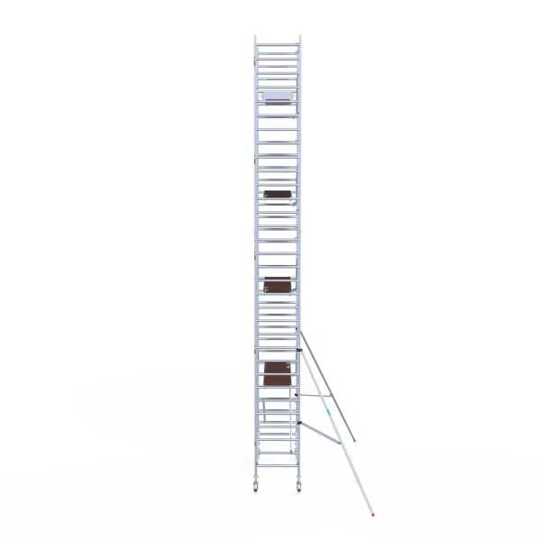 Professionele aluminium gevelvrije rolsteiger 0.90x2.50x10.2m werkhoogte carbon vloer + enkele voorloopleuning