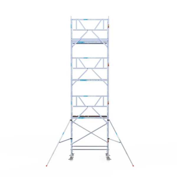 Pro. alu gevelvrije rolsteiger wooddeck 0.90x1.90x8.2m werkhoogte enkele voorloopleuning