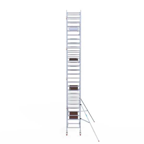 Professionele aluminium gevelvrije rolsteiger 0.90x1.90x9.2m werkhoogte houten vloer + enkele voorloopleuning