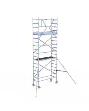 Professionele aluminium rolsteiger 0.75x1.90x6.20m werkhoogte met houten platformen