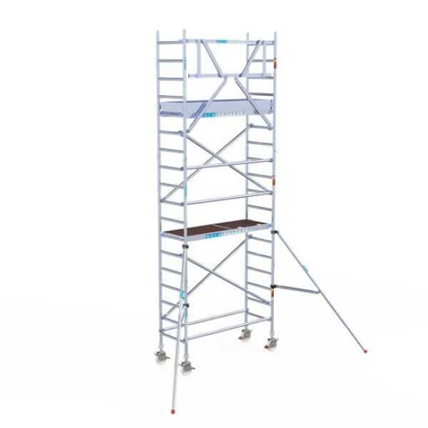 Aluminium rolsteiger 0.75x1.90x6.20m werkhoogte met lichtgewicht platformen