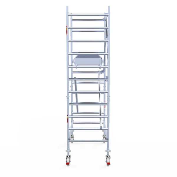 Professionele aluminium gevelvrije rolsteiger 0.90x1.90x4.2m werkhoogte enkele voorloopleuning