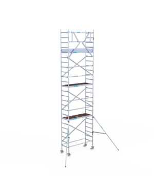 Aluminium rolsteiger 0.75x1.90x8.20m werkhoogte met houten platformen