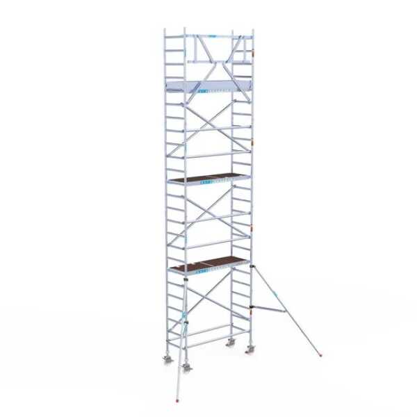 Aluminium rolsteiger 0.75x1.90x8.20m werkhoogte met houten platformen