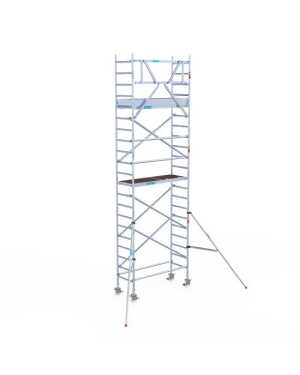 Professionele aluminium rolsteiger 0.75x1.90x7.20m werkhoogte met houten platformen