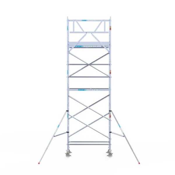 Professionele aluminium rolsteiger 0.75x1.90x7.20m werkhoogte met houten platformen