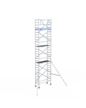 Aluminium rolsteiger 0.75x1.90x9.20m werkhoogte met hout platformen