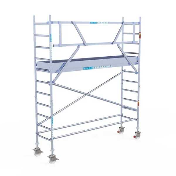Aluminium rolsteiger 0.75x3.05x4.20m werkhoogte met houten platformen