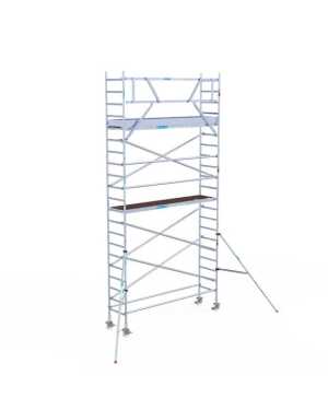 Aluminium rolsteiger 0.75x3.05x7.20m werkhoogte met houten platformen
