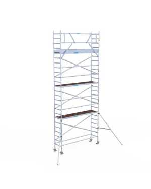 Aluminium rolsteiger 0.75x3.05x8.20m werkhoogte met houten platformen