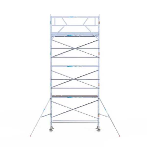 Aluminium rolsteiger 0.75x3.05x8.20m werkhoogte met houten platformen