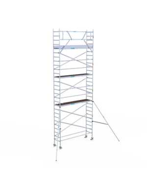Aluminium rolsteiger 0.75x3.05x9.20m werkhoogte met hout platformen