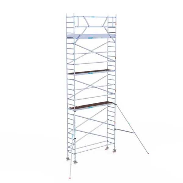 Aluminium rolsteiger 0.75x3.05x9.20m werkhoogte met hout platformen