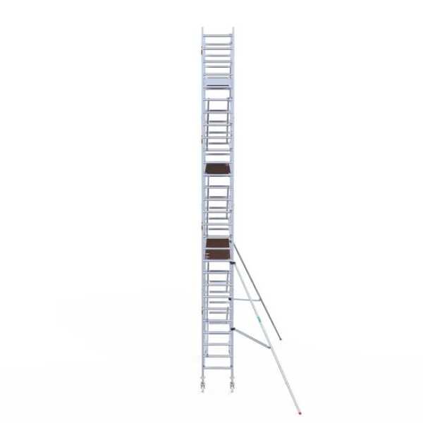 Aluminium rolsteiger 0.75x3.05x9.20m werkhoogte met hout platformen