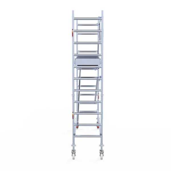 Aluminium rolsteiger 0.75x3.05x4.20m werkhoogte met houten platformen
