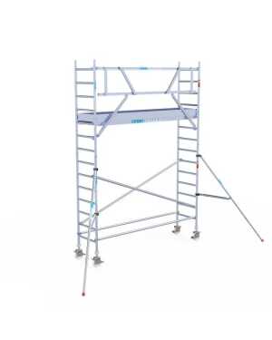 Aluminium rolsteiger 0.75x3.05x5.20m werkhoogte met houten platformen