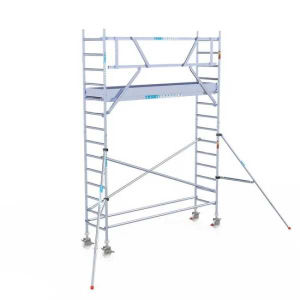 Aluminium rolsteiger 0.75x3.05x5.20m werkhoogte met houten platformen