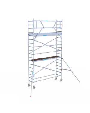Aluminium rolsteiger 0.75x3.05x6.20m werkhoogte met houten platformen