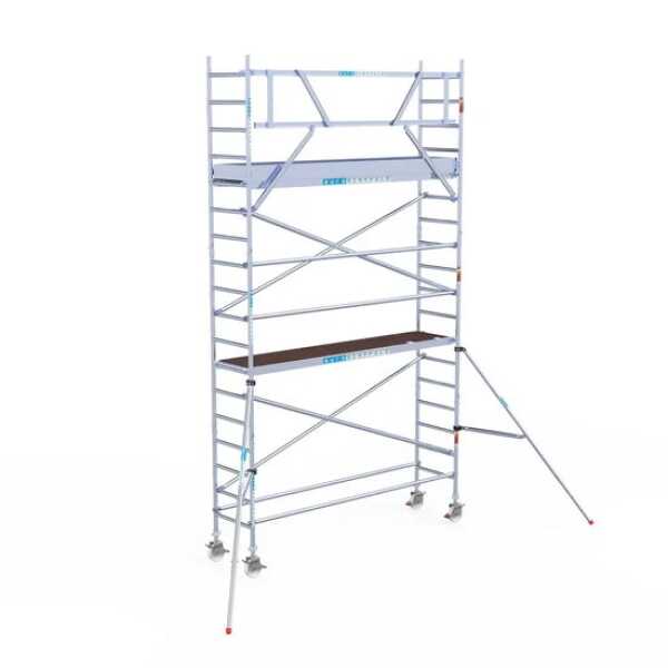 Aluminium rolsteiger 0.75x3.05x6.20m werkhoogte met houten platformen