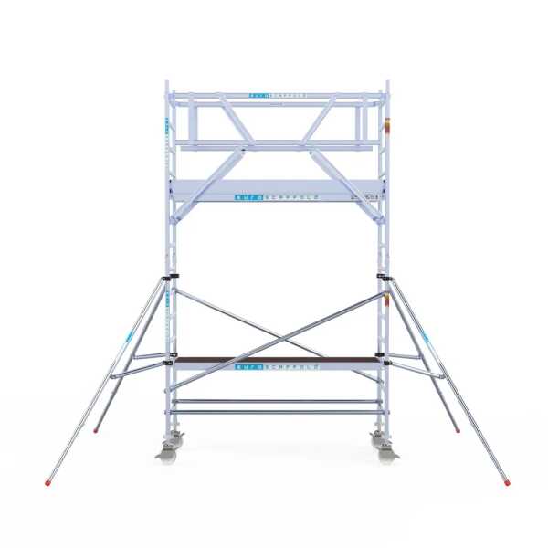 Professionele aluminium rolsteiger 0.90x2.50x5.2m werkhoogte carbon vloer + dubbele voorloopleuning