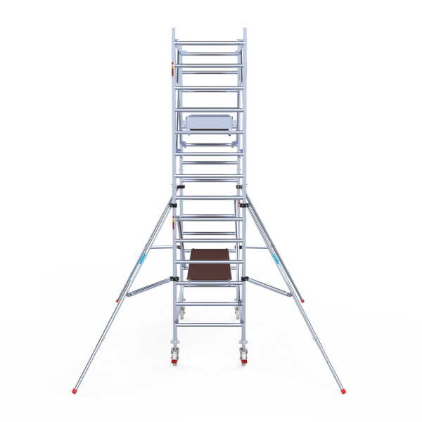 Professionele aluminium rolsteiger 0.90x2.50x5.2m werkhoogte carbon vloer + dubbele voorloopleuning