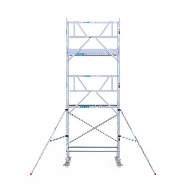 Professionele aluminium gevelvrije rolsteiger 0.90x1.90x6.2m werkhoogte carbon vloer + enkele voorloopleuning