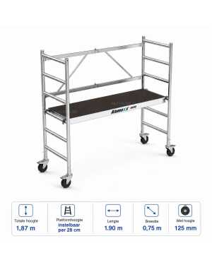 6-sports BasiQ kamersteiger - Platform zonder luik 0.75x1.90x3.00m wh