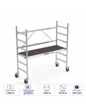 6-sports BasiQ kamersteiger - Platform zonder luik 0.75x1.90x3.00m wh - met koppelstukken