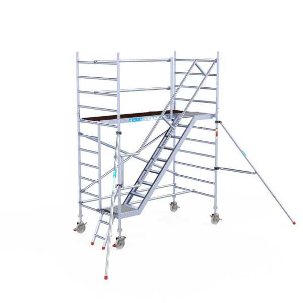 Professionele aluminium trappentoren 1.35x2.50x4.20m werkhoogte