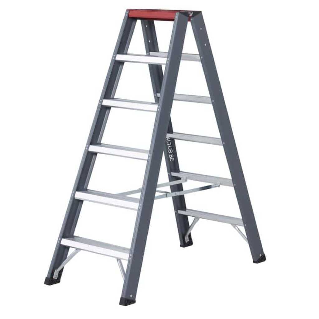 Altrex Falco dubbele trapladder 2x6 treden aluminium trapladder met antislip voeten en stevige scharnieren voor professioneel gebruik en stabiliteit op hoogte