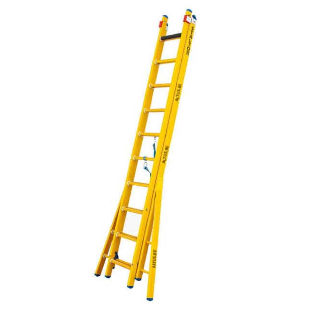 2-delige glasvezel omvormladder 2x10 sporten met verbrede basis opengaande bomen