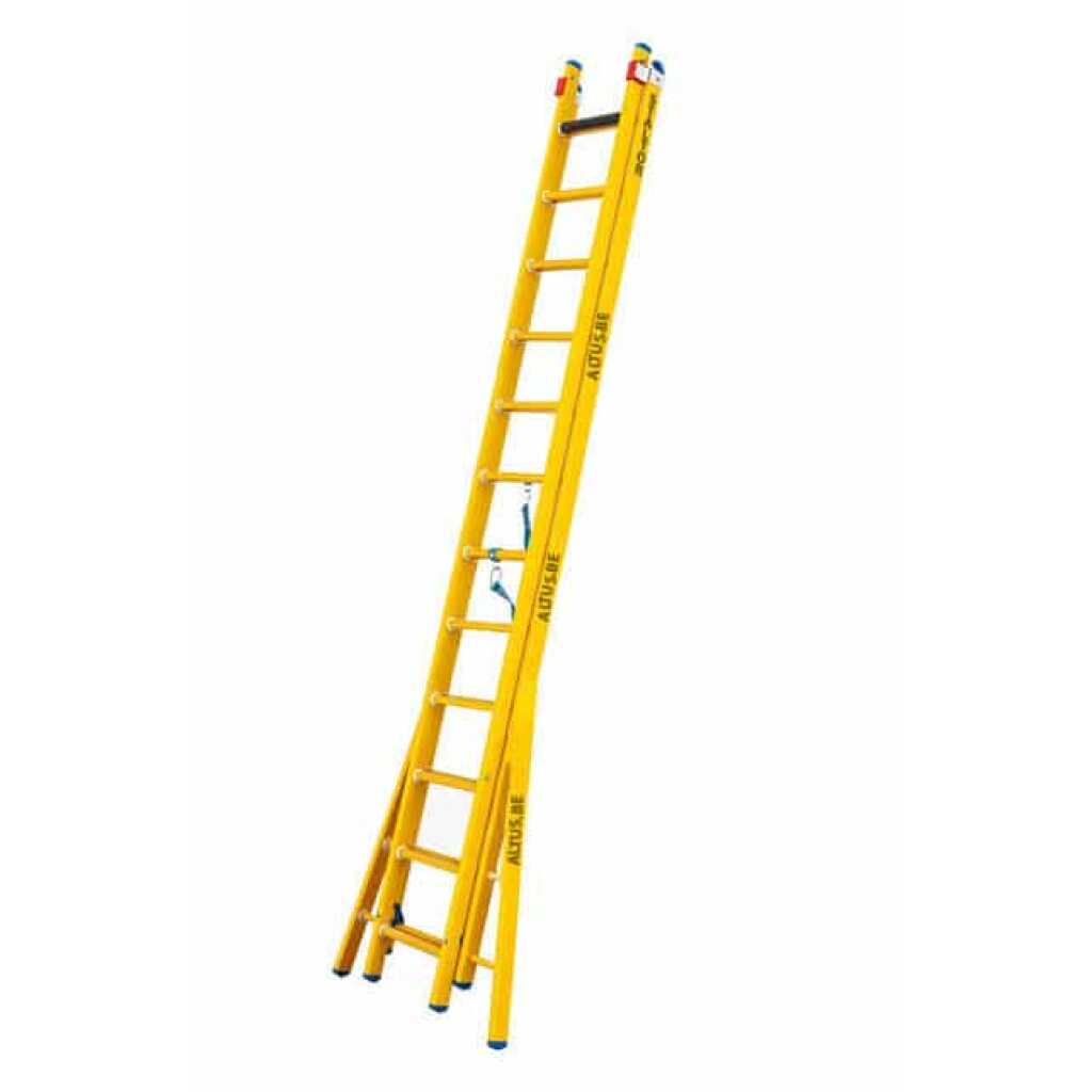 2-delige glasvezel omvormladder 2x12 sporten met verbrede basis opengaande bomen