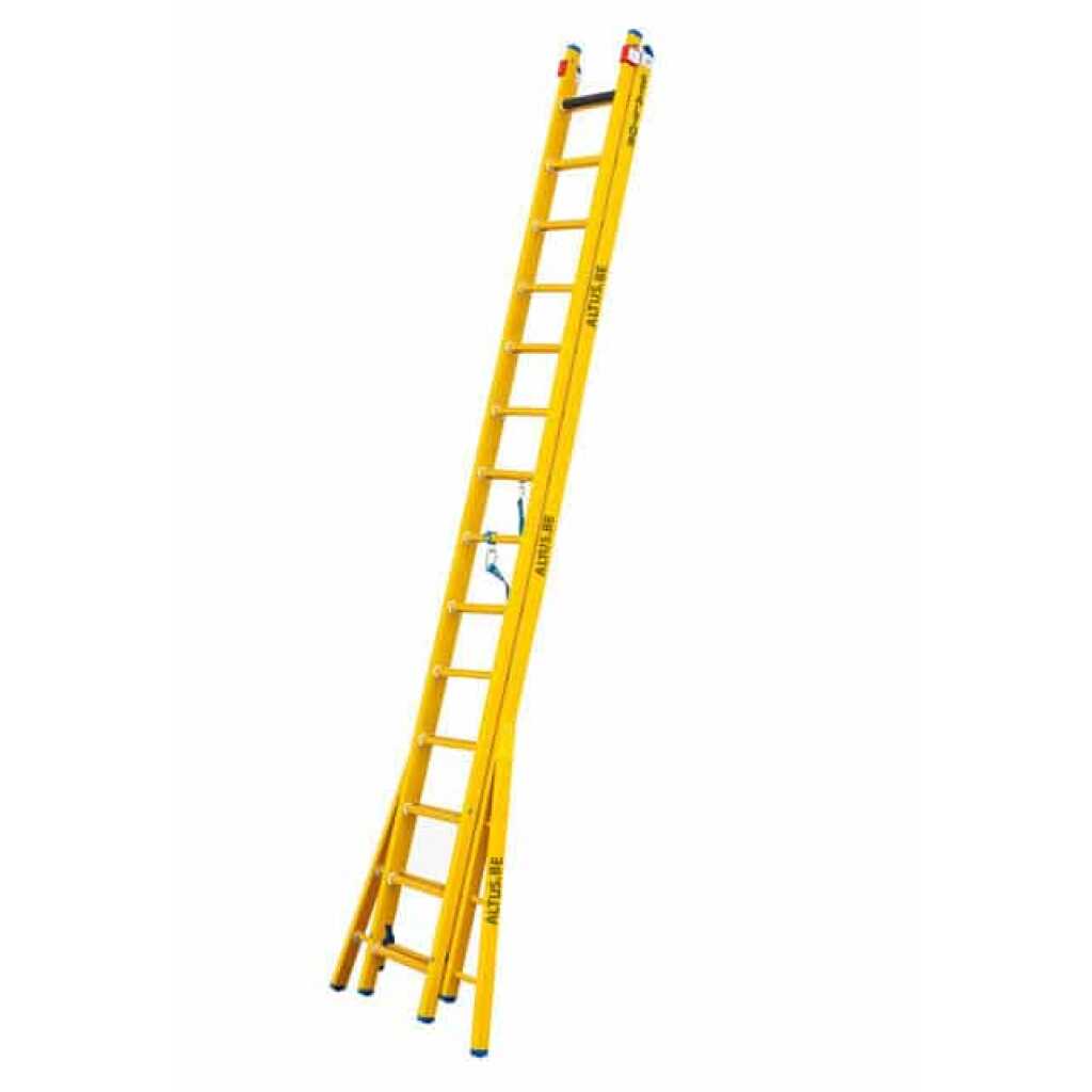 2-delige glasvezel omvormladder 2x14 sporten met verbrede basis opengaande bomen